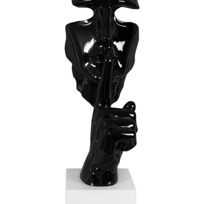ADM - Sculpture en résine 'Visage d'homme abstrait' - Couleur noire - 48 x 16 x 14 cm