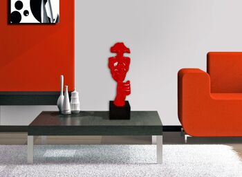 ADM - Sculpture en résine 'Visage d'homme abstrait' - Couleur rouge - 48 x 16 x 14 cm 8