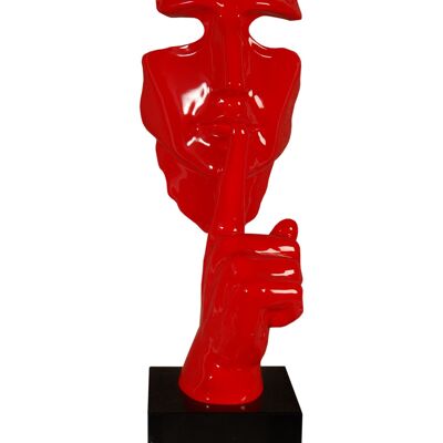 ADM - Harzskulptur 'Abstraktes Männergesicht' - Rote Farbe - 48 x 16 x 14 cm