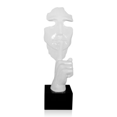 ADM - Escultura de resina 'Rostro de hombre abstracto' - Color blanco - 48 x 16 x 14 cm