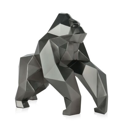 ADM - 'Faceted Gorilla' resin sculpture - Anthracite color - 44 x 24 x 49 cm