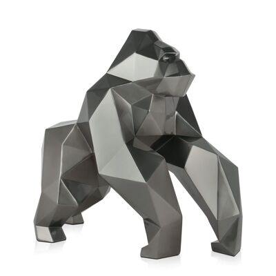 ADM - Scultura in resina 'Gorilla sfaccettato' - Colore Antracite - 44 x 24 x 49 cm