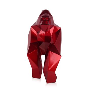 ADM - Sculpture en résine 'Gorille à Facettes' - Couleur rouge - 44 x 24 x 49 cm 6