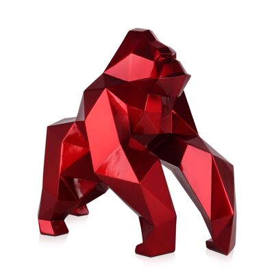 ADM - Harzskulptur 'Faceted Gorilla' - Rote Farbe - 44 x 24 x 49 cm