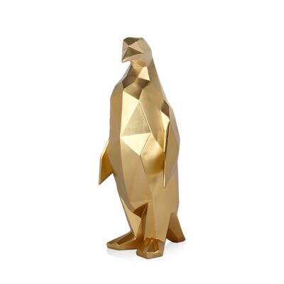 ADM – Große Harzskulptur „Pinguin“ – Farbe Gold – 50 x 22 x 19 cm