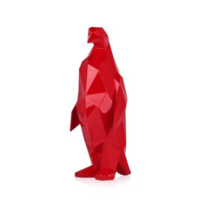 ADM – Große Kunstharzskulptur „Pinguin“ – Farbe Rot – 50 x 22 x 19 cm