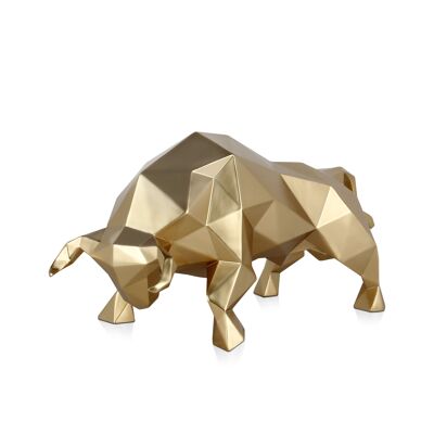 ADM – Harzskulptur „Stier mit Facetten“ – Farbe Gold – 25 x 48 x 23 cm