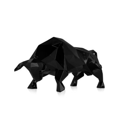 ADM - Sculpture en résine 'Taureau à facettes' - Couleur noire - 25 x 48 x 23 cm