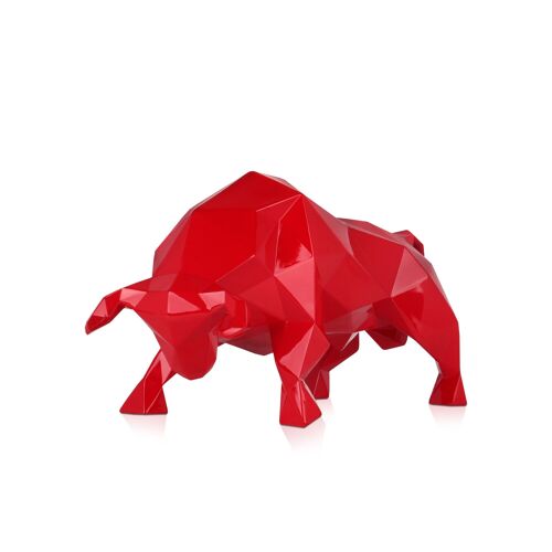 ADM - Scultura in resina 'Toro sfaccettato' - Colore Rosso - 25 x 48 x 23 cm