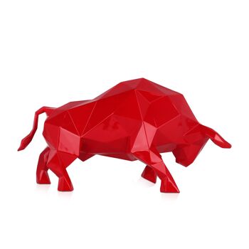 ADM - Sculpture en résine 'Taureau à facettes' - Coloris Rouge - 25 x 48 x 23 cm 3