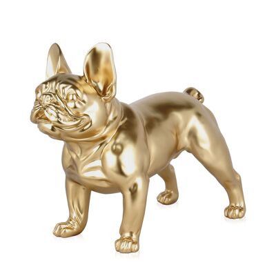 ADM – Harzskulptur „Französische Bulldogge“ – Farbe Gold – 40 x 25 x 50 cm