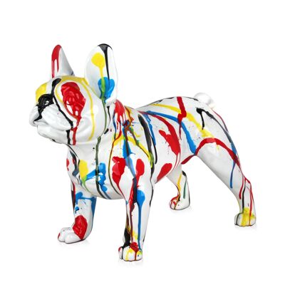 ADM - Harzskulptur "Französische Bulldogge" - Mehrfarbig - 40 x 25 x 50 cm
