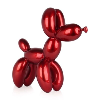 ADM – Große Kunstharzskulptur „Big Balloon Dog“ – Metallic-Rot – 62 x 64 x 23 cm