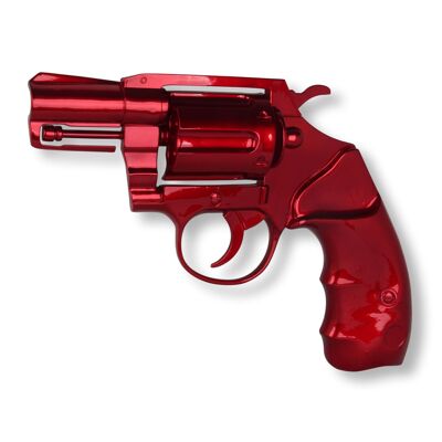 ADM – Große Kunstharzskulptur „Gun“ – Farbe Rot – 46 x 68 x 7 cm