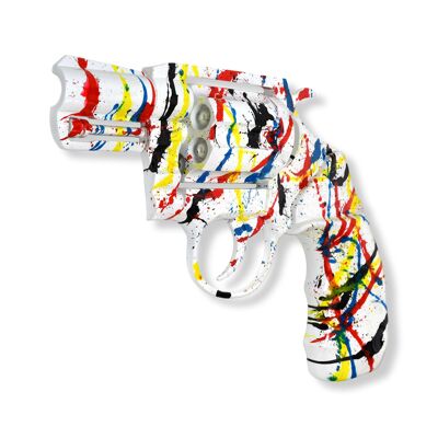ADM – Große Harzskulptur „Colt Pop Art Gun“ – Mehrfarbig – 46 x 68 x 7 cm