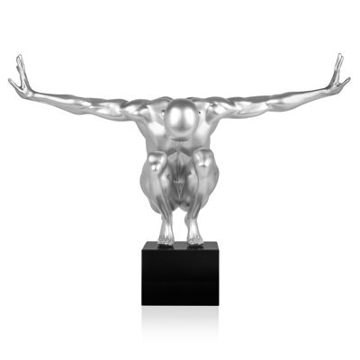 ADM - Grande sculpture en résine 'Equilibrium' - Couleur Argent métallique - 59 x 80 x 31 cm