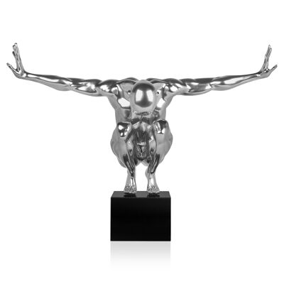 ADM – Große Kunstharzskulptur „Equilibrium“ – Silberfarbener Spiegel – 59 x 80 x 31 cm
