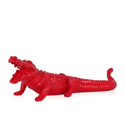 ADM - Grande sculpture en résine 'Grand crocodile' - Couleur rouge - 24 x 25 x 84 cm