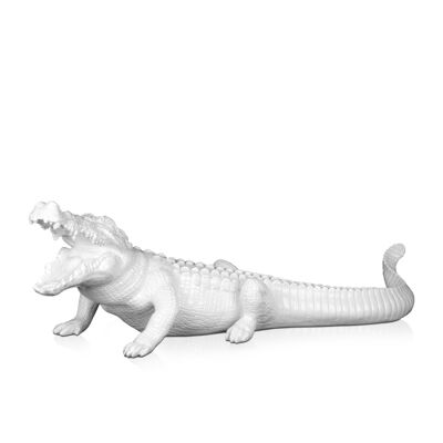 ADM - Grande sculpture en résine 'Grand crocodile' - Couleur blanche - 24 x 25 x 84 cm