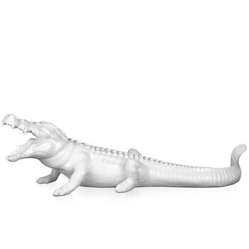 ADM - Grande sculpture en résine 'Grand crocodile' - Couleur blanche - 24 x 25 x 84 cm 2