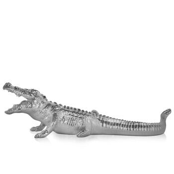 ADM - Grande sculpture en résine 'Grand crocodile' - Couleur argent - 24 x 25 x 84 cm 6