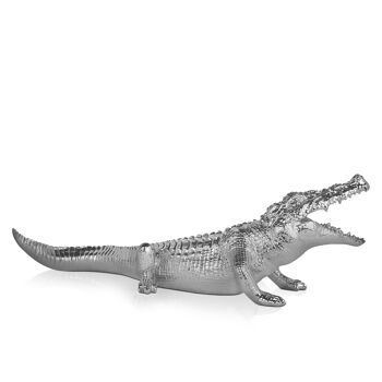 ADM - Grande sculpture en résine 'Grand crocodile' - Couleur argent - 24 x 25 x 84 cm 3