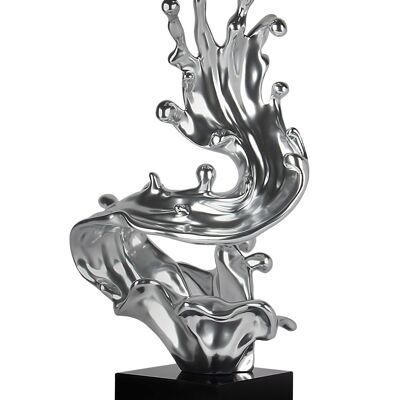 ADM - Gran escultura de resina 'Ola' - Color plata - 81 x 41 x 28 cm