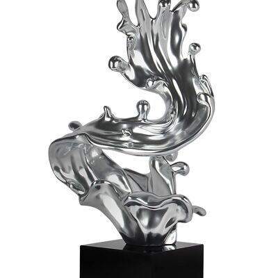ADM - Grande sculpture en résine 'Vague' - Couleur argent - 81 x 41 x 28 cm