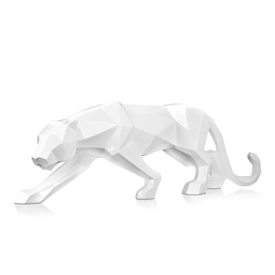 ADM - Gran escultura de resina 'Pantera grande' - Color blanco - 31 x 99 x 18 cm