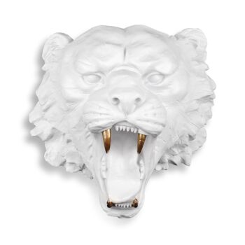ADM - Sculpture en résine 'Tête de tigre' - Couleur blanche - 33 x 32 x 25 cm 4