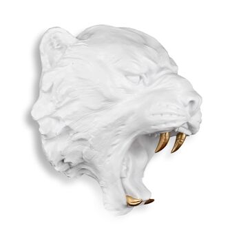 ADM - Sculpture en résine 'Tête de tigre' - Couleur blanche - 33 x 32 x 25 cm 5