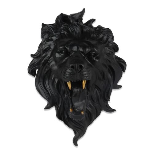 ADM - Scultura in resina 'Testa di leone' - Colore Nero - 50 x 37 x 30 cm