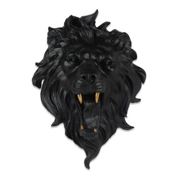 ADM - Sculpture en résine 'Tête de Lion' - Couleur noire - 50 x 37 x 30 cm 1
