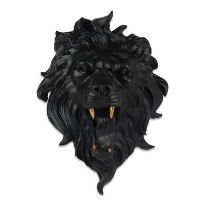 ADM - 'Lion head' resin sculpture - Black color - 50 x 37 x 30 cm