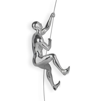 ADM - Escultura de resina 'Climber' - Color plata - 29 x 15 x 11 cm