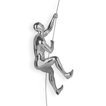 ADM - Sculpture en résine 'Grimpeur' - Couleur argent - 29 x 15 x 11 cm 1