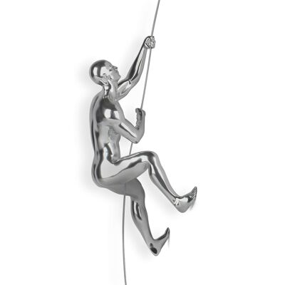 ADM - Sculpture en résine 'Grimpeur' - Coloris Argent - 29 x 15 x 11 cm
