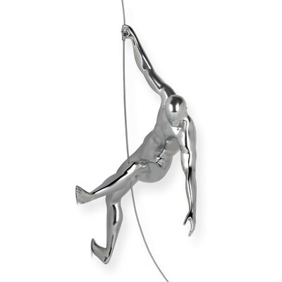 ADM - Scultura in resina 'Scalatore 2' - Colore Argento - 31 x 16 x 15 cm