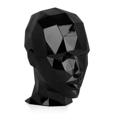 ADM - Escultura de resina 'Cabeza de mujer facetada' - Color negro - 30 x 20 x 28 cm
