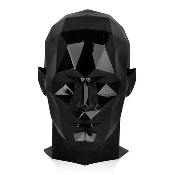 ADM - Sculpture en résine 'Tête d'homme à facettes' - Couleur noire - 34 x 22 x 29 cm 6