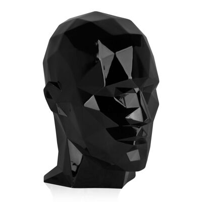 ADM - Escultura de resina 'Cabeza de hombre facetada' - Color negro - 34 x 22 x 29 cm