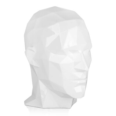 ADM - Escultura de resina 'Cabeza de hombre facetada' - Color blanco - 34 x 22 x 29 cm