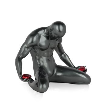 ADM - Grande sculpture en résine 'Cœur brisé' - Couleur anthracite - 32 x 44 x 26 cm 7