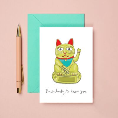 Lucky Cat Greeting Card | Friendship Card | Thank You Card