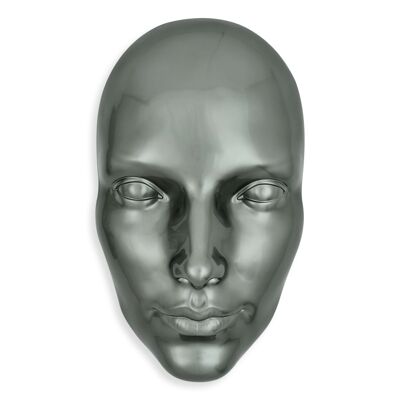 ADM - Grande sculpture en résine 'Visage de femme' - Couleur anthracite - 68 x 40 x 20 cm