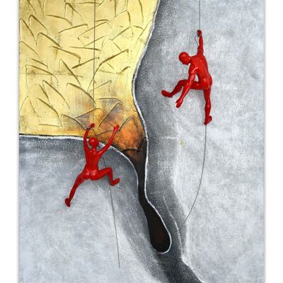 ADM - Painting 'Climbers towards gold' - Gold color - 120 x 80 x 19 cm