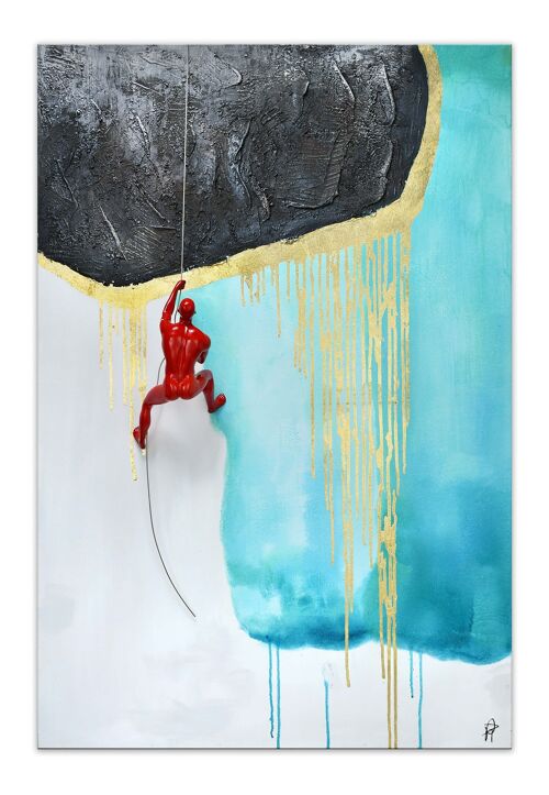 ADM - Dipinto 'Scalando il turchese' - Colore Azzurro - 120 x 80 x 16 cm