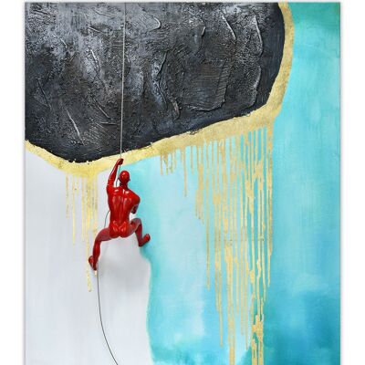 ADM - Gemälde 'Scalando il türkis' - Hellblaue Farbe - 120 x 80 x 16 cm