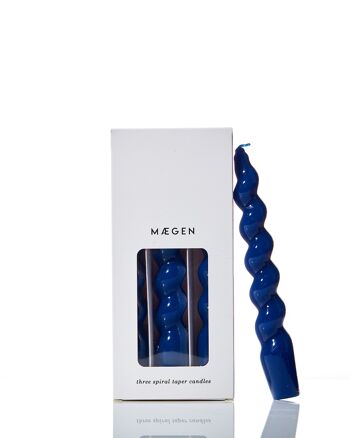 Bougies coniques en spirale en bleu marine (paquet de 3) 1