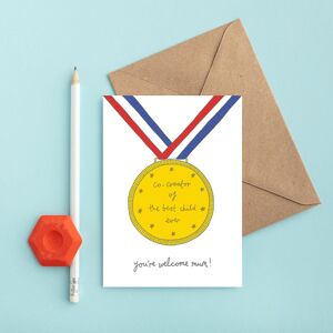 Carte Médaille Meilleur Enfant | Carte de fête des mères | Anniversaire de maman